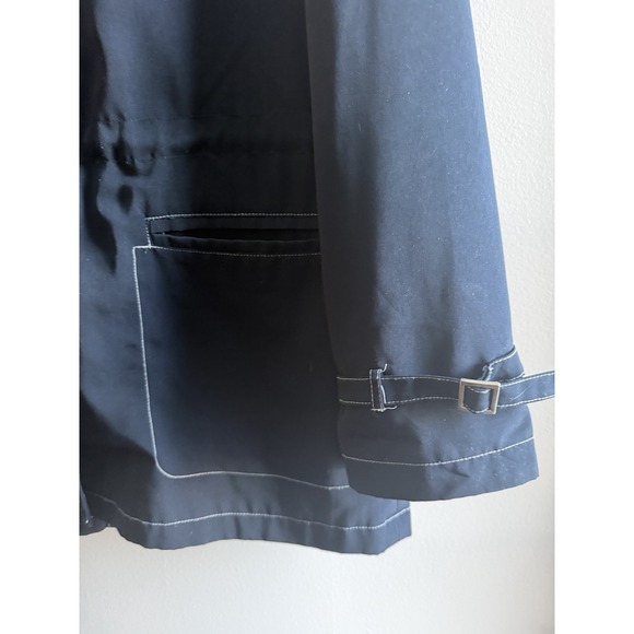 Talbots Navy Hooded Utility Jacket Women's Large Zip Front Drawstring Waist - Picture 3 of 16